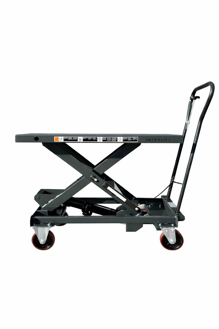 Heftafel verrijdbaar, voetbediening, 150 kg, 700 x 450 blad, hefhoogte 755
