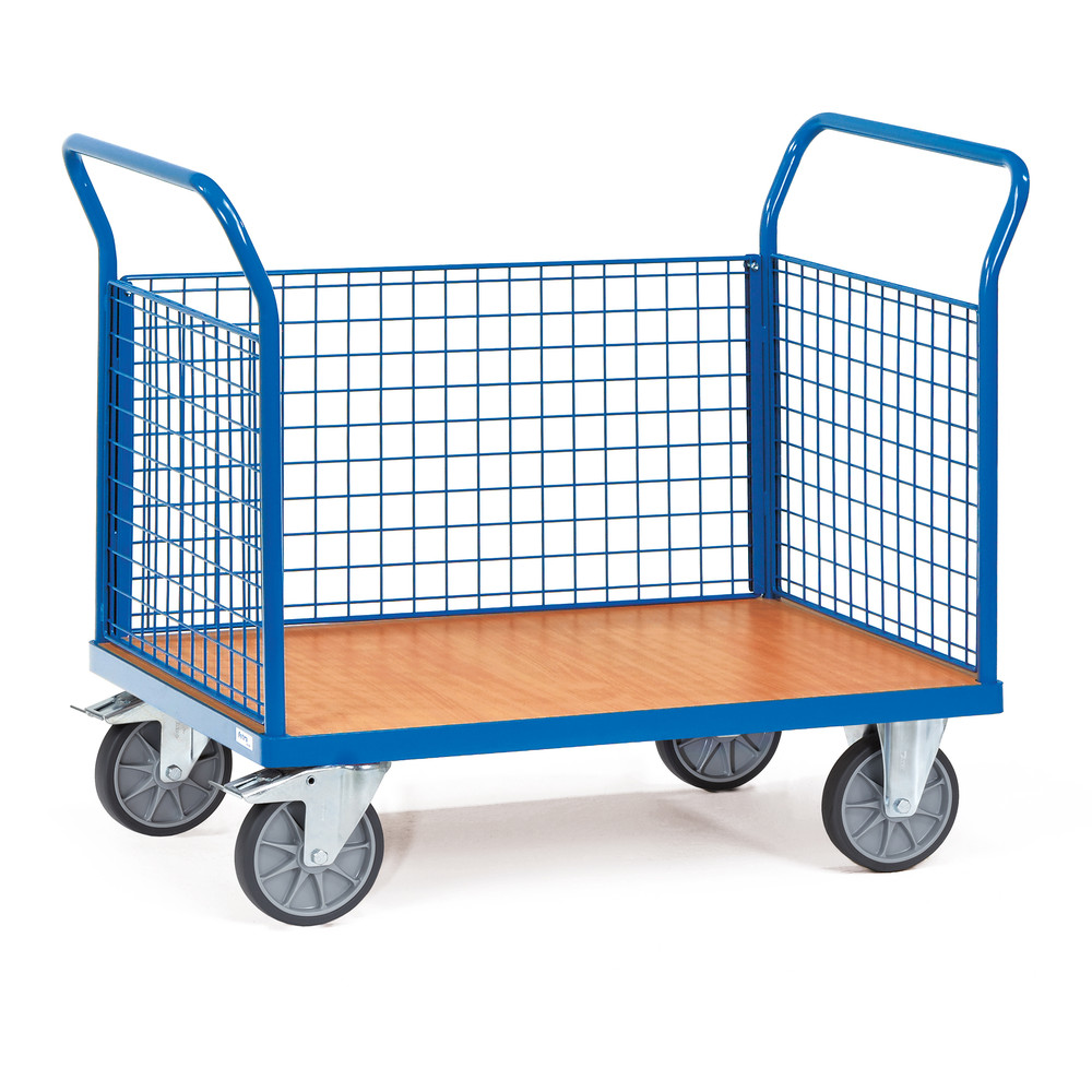 Fetra driewandwagen met draadgaas