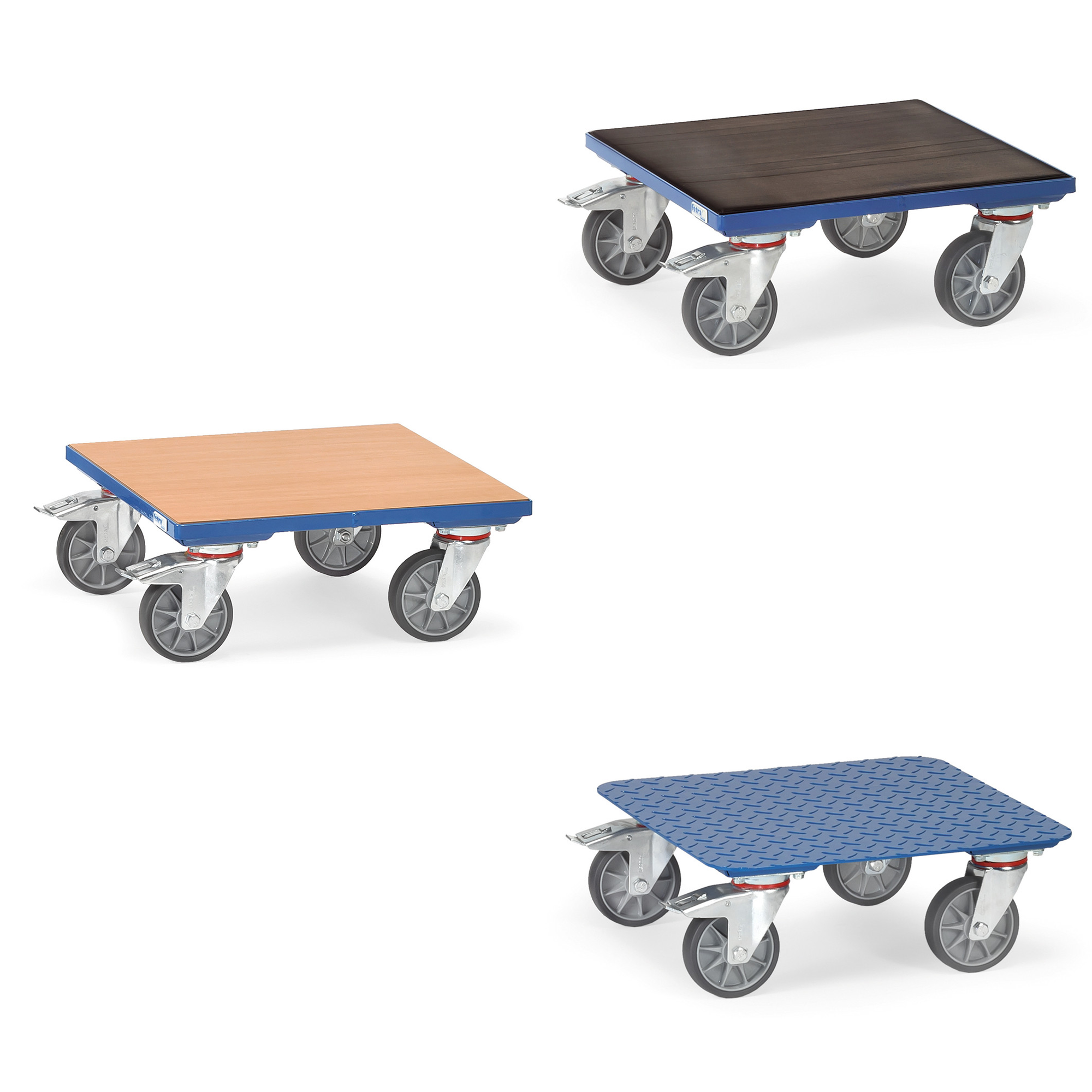 Fetra rolplateau met hout, rubbermat of plaatstaal